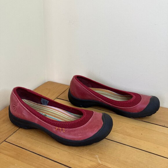 Keen Erin Ballerina Flats Slip-On Shoes Red Leather Women's US Size 7 - Picture 3 of 8
